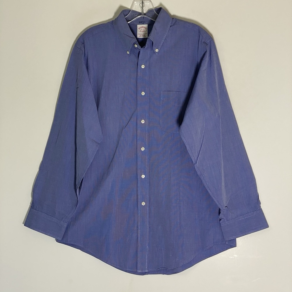 Brook Brothers Shirt Mens 15 1/2-33 Blue Plaid Long Sleeve Button Down Oxford‎ M